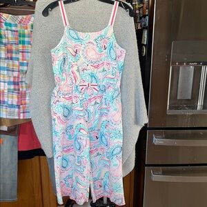 Crown & Ivy Kids Girls Blue Pink Paisley Sleeveless Romper Size 14